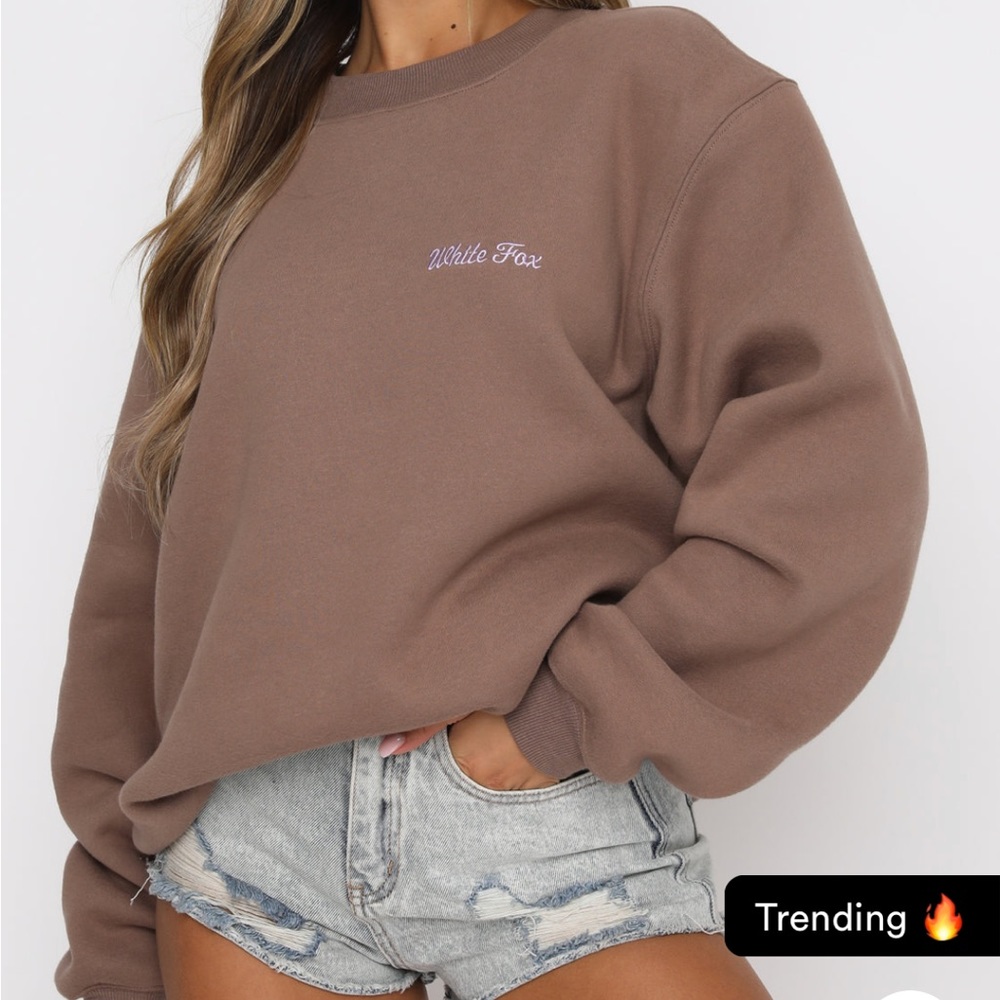 White Fox Sweatshirt & Pants Set- Mocha